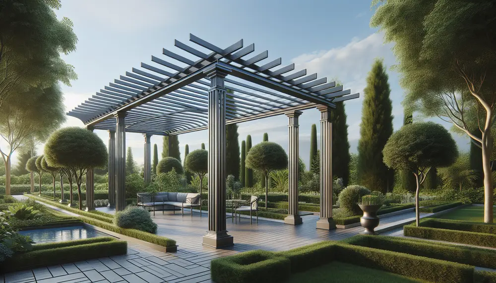 Eleganter Eyecatcher: Freistehende Pergola aus Metall