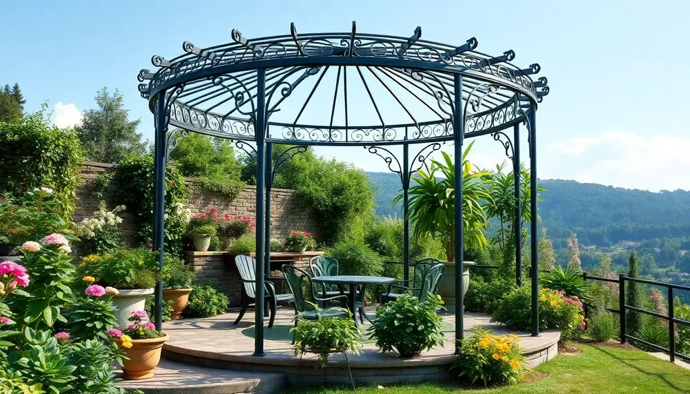 Gartenzauber mit einer runden Metall-Pergola - Erwecke deine Terrasse zum Leben